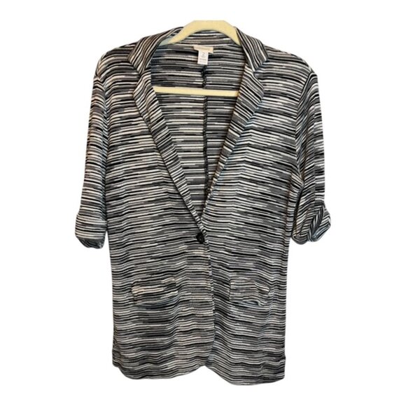 Chico's Sweater Women's Size Large Cardigan Button Stripes Office Chicos 2 - Picture 1 of 3